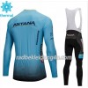 Set Langarmtrikot + Trägerhose Lange 2018 Astana Pro Team Winter Thermal Fleece N001